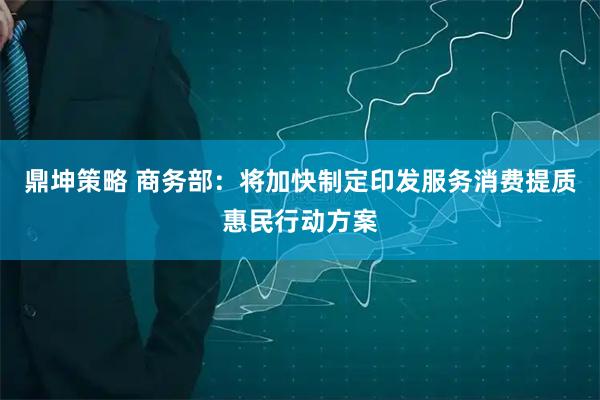 鼎坤策略 商务部：将加快制定印发服务消费提质惠民行动方案